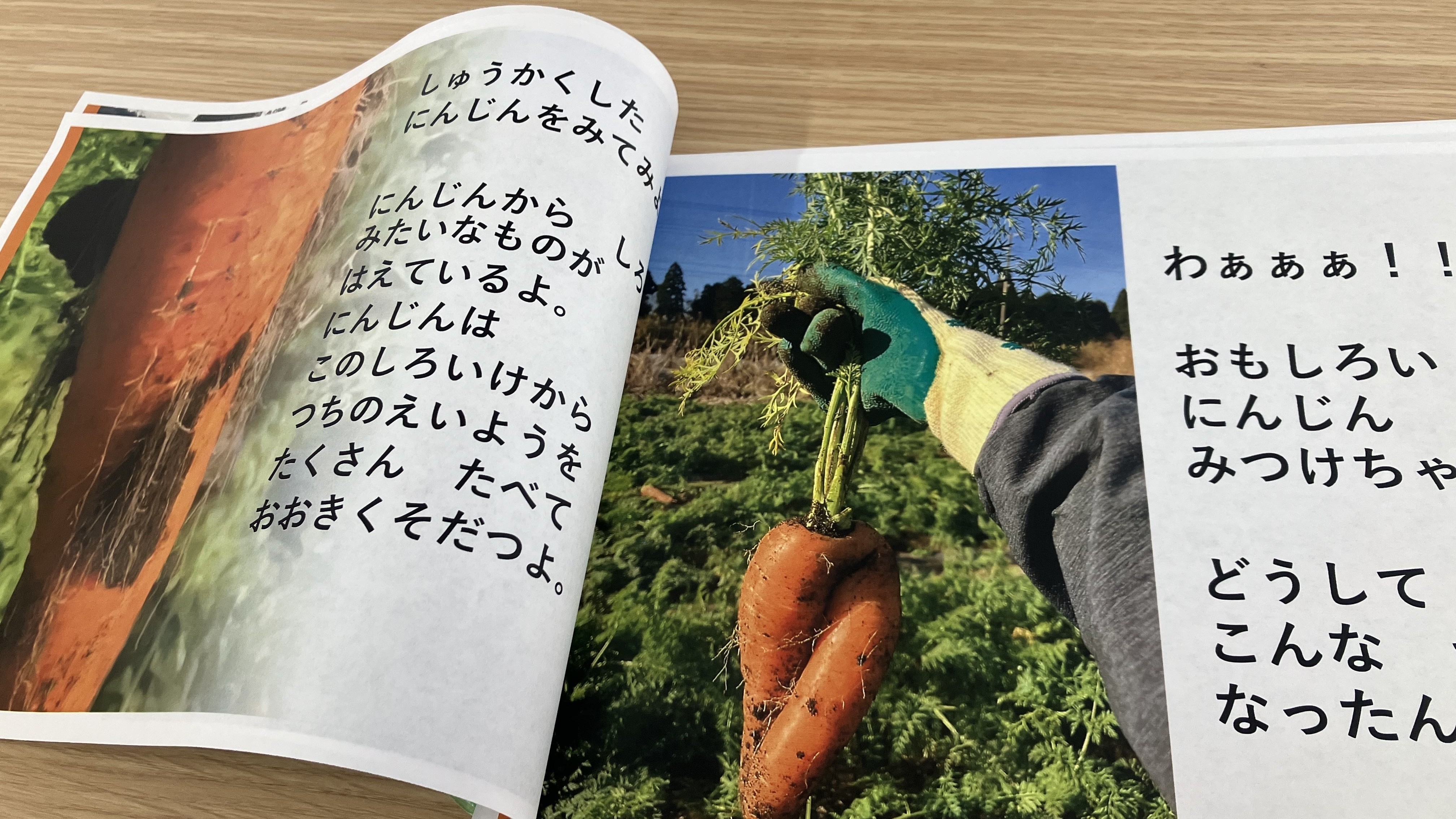 オリジナル絵本「ほいくえんに　にんじんがとどくまで」