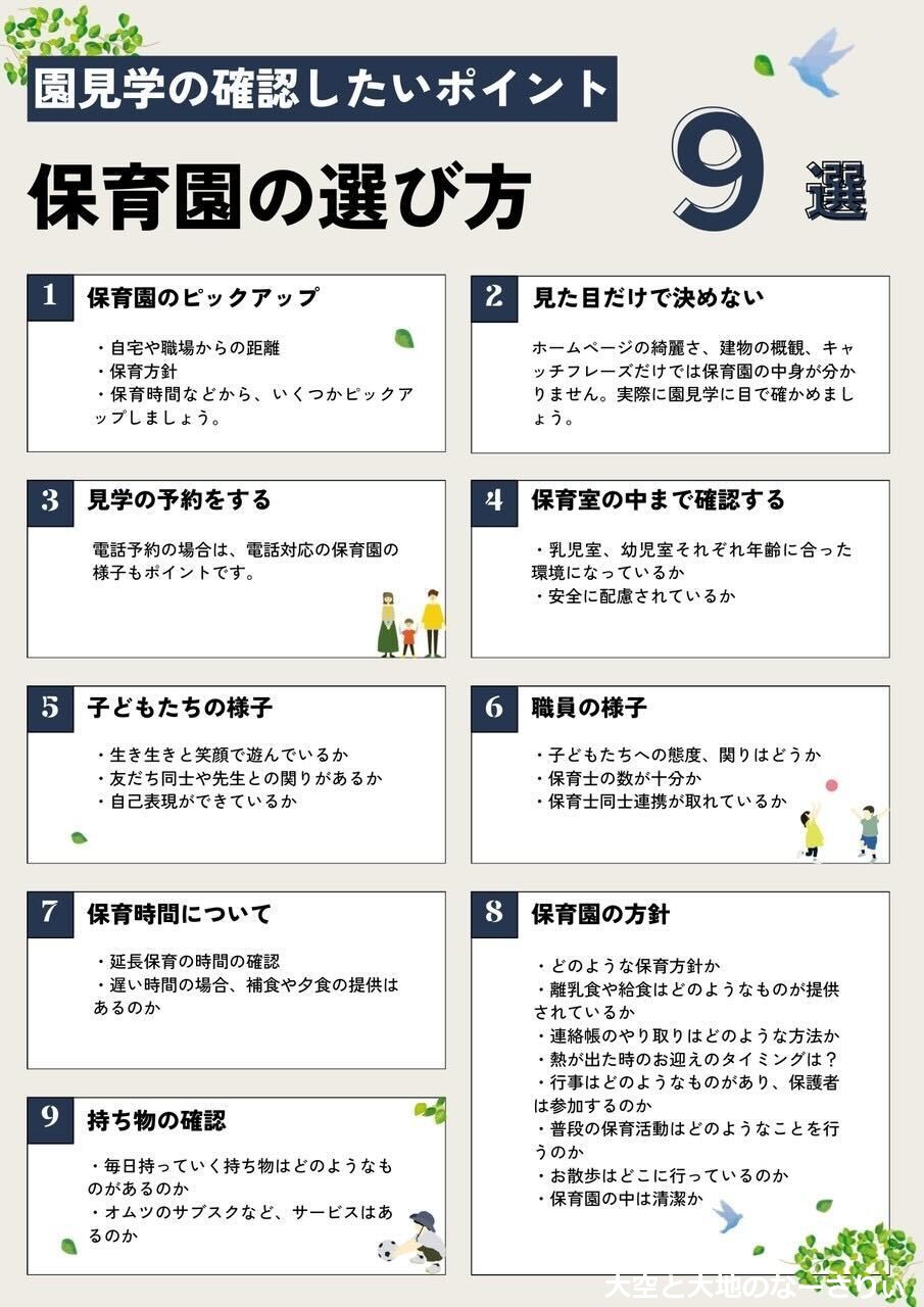 2025年の保育園見学でみたいポイント!